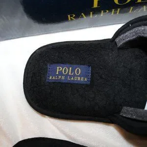 NIB POLO RALPH LAUREN MEN\'S SLIP‎ ON LOGO HORSE SLIPPERS BLACK WHITE m_64b7a8c6a0aeb7f77835be83.jpeg main image 4